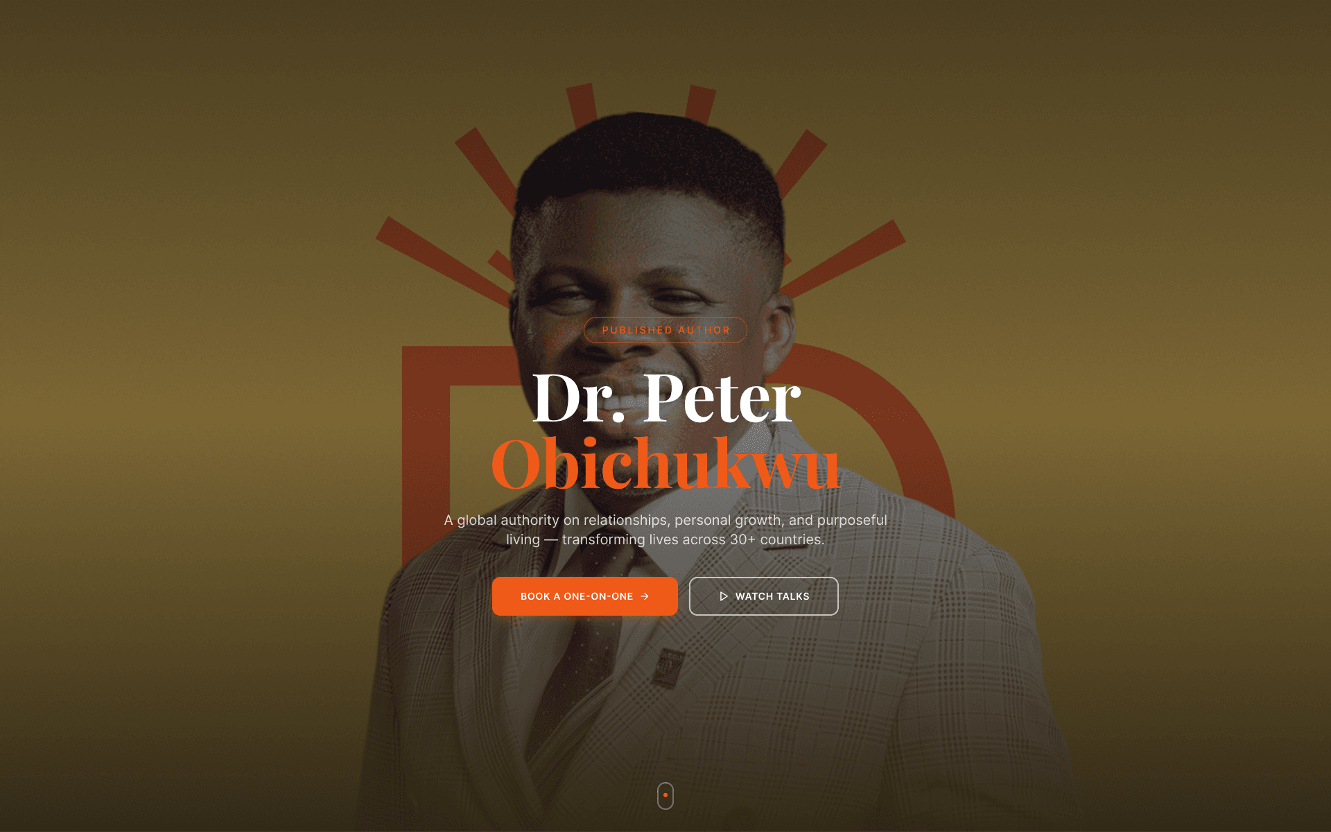 Dr. Peter Obichukwu — A polished personal brand and booking site for a global relationship coach — designed and shipped end to end.
